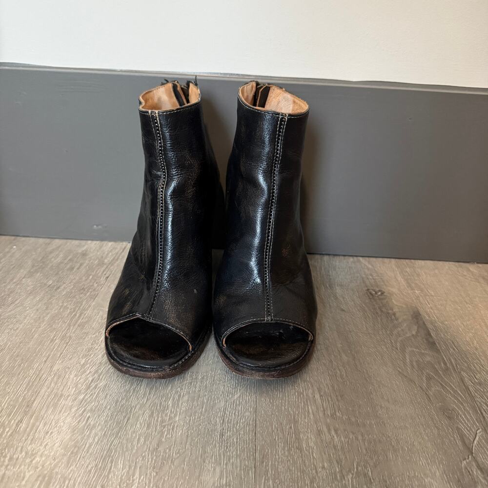 BED|STU Black Peep-Toe Ankle Booties, GUC, Size 7.5